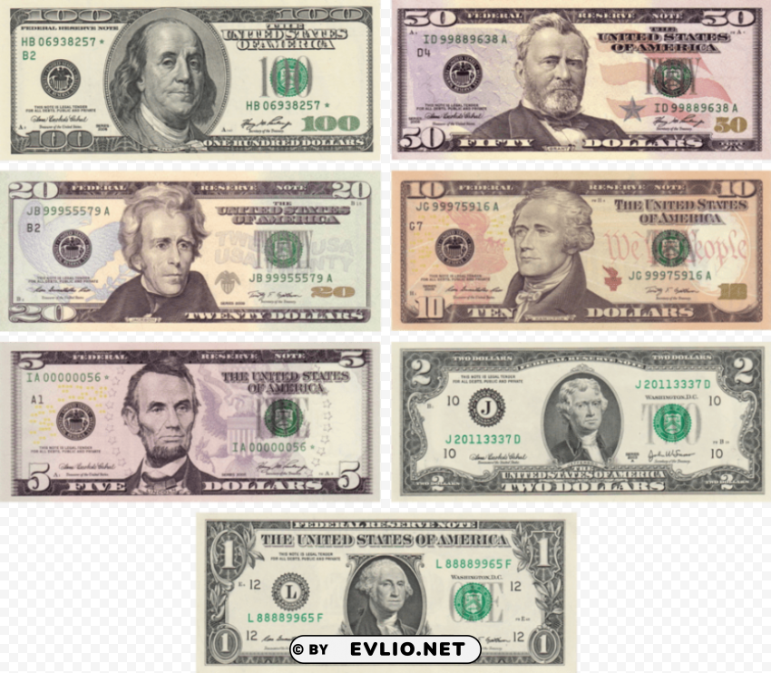 us dollar notes Transparent background PNG images comprehensive collection