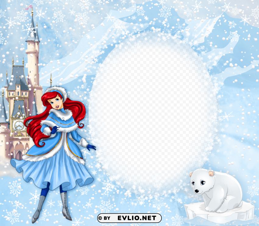 princess ariel winter kids frame Isolated Icon with Clear Background PNG