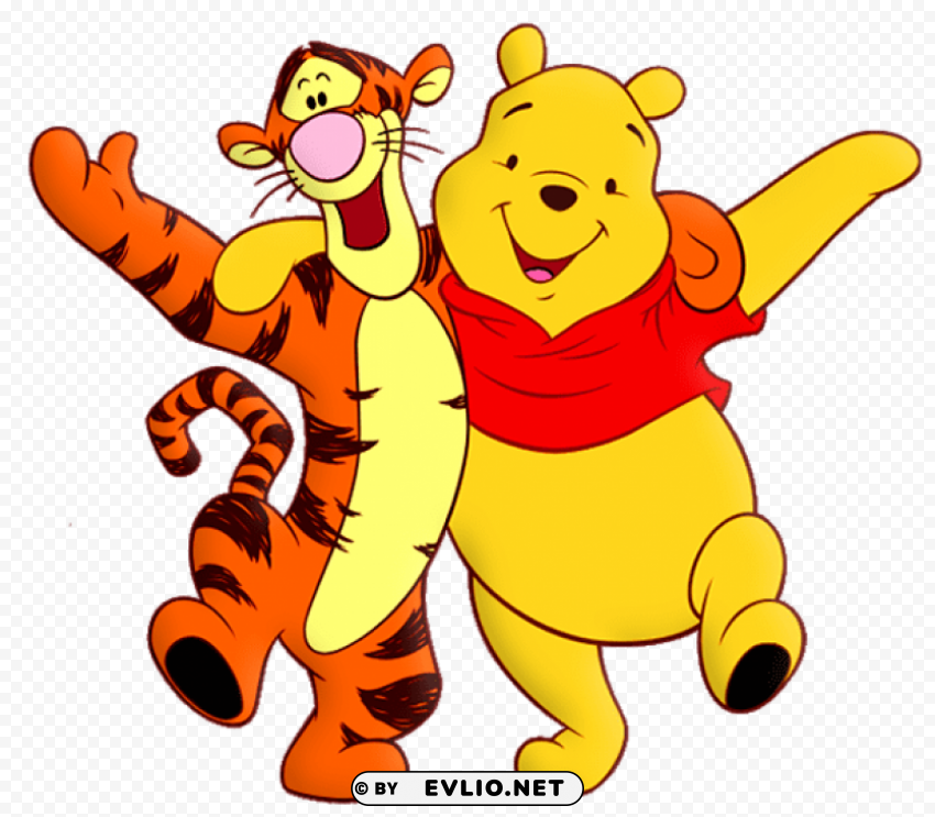 winnie the pooh and tiger cartoon ClearCut Background Isolated PNG Graphic Element