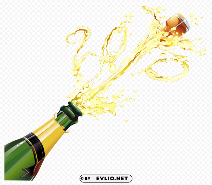 Champagne Popping Isolated Artwork On Clear Transparent PNG