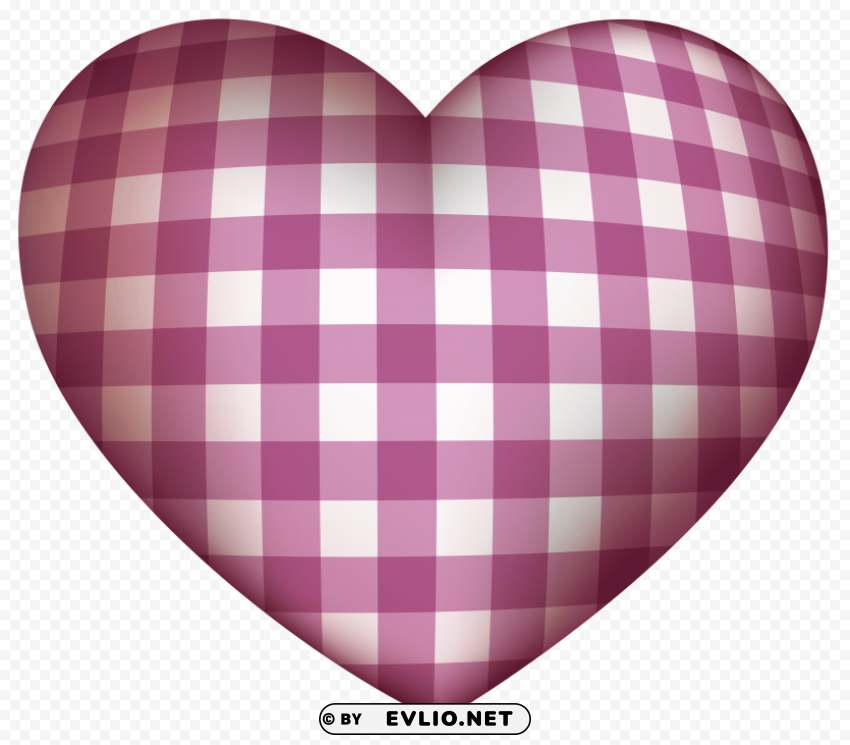 checkered heart PNG with transparent backdrop
