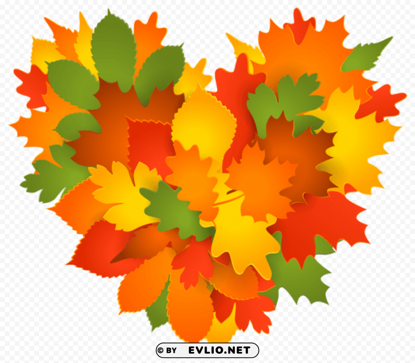 fall heart of leaves PNG format with no background