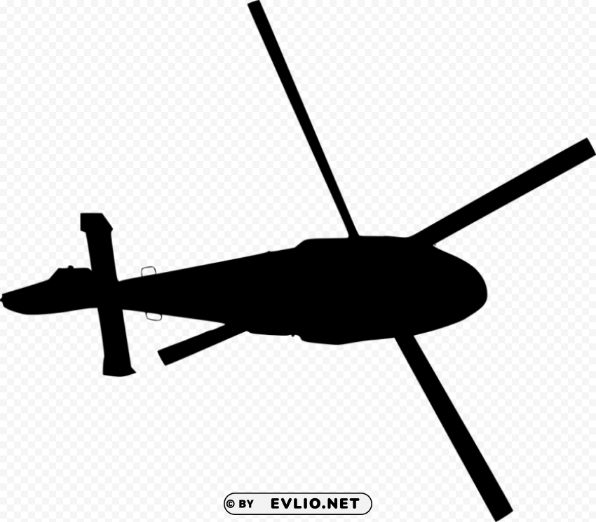 helicopter top view silhouette PNG with isolated background
