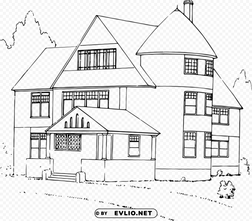 housetransparent black and white PNG without background