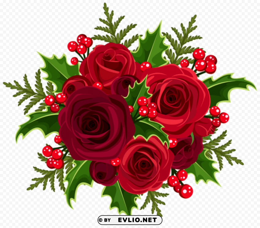 christmas rose decoration Transparent PNG Isolated Element with Clarity