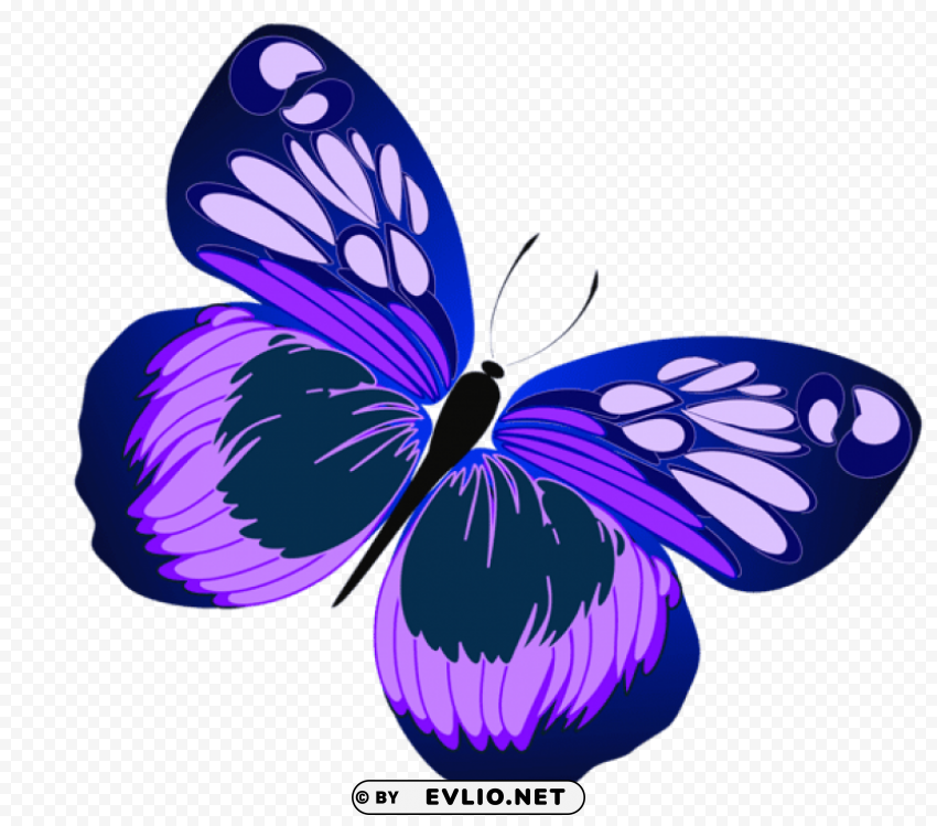 blue and purple butterfly Isolated Design Element in Clear Transparent PNG clipart png photo - 680f0d51