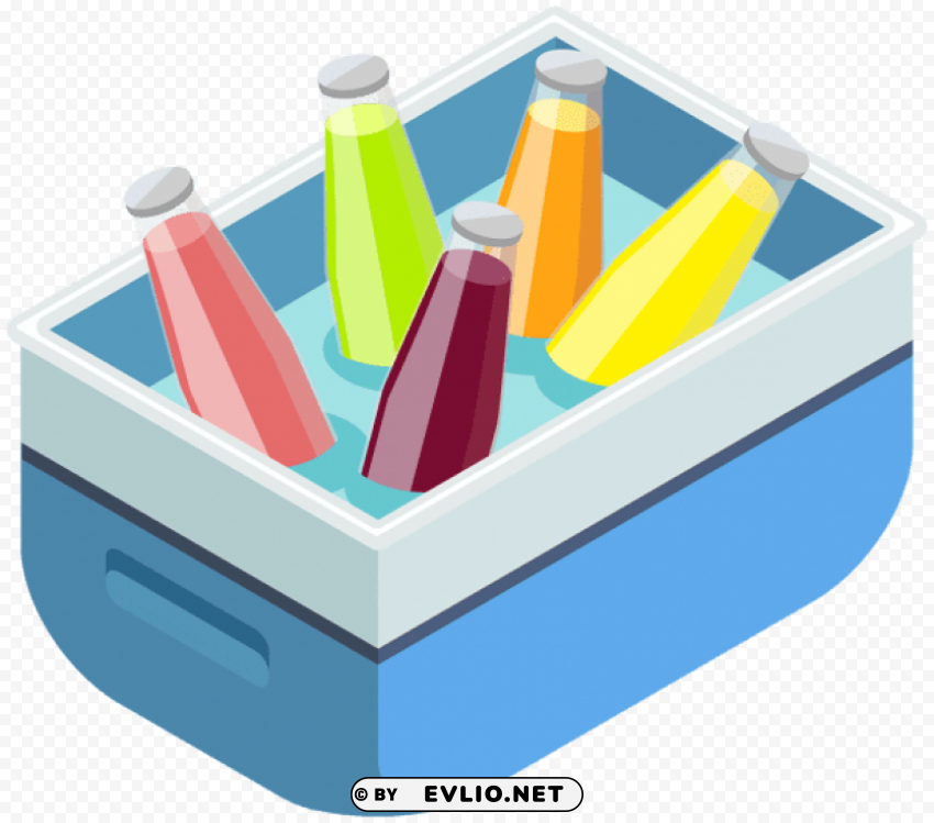 Blue Cooler With Drinks PNG Images Alpha Transparency