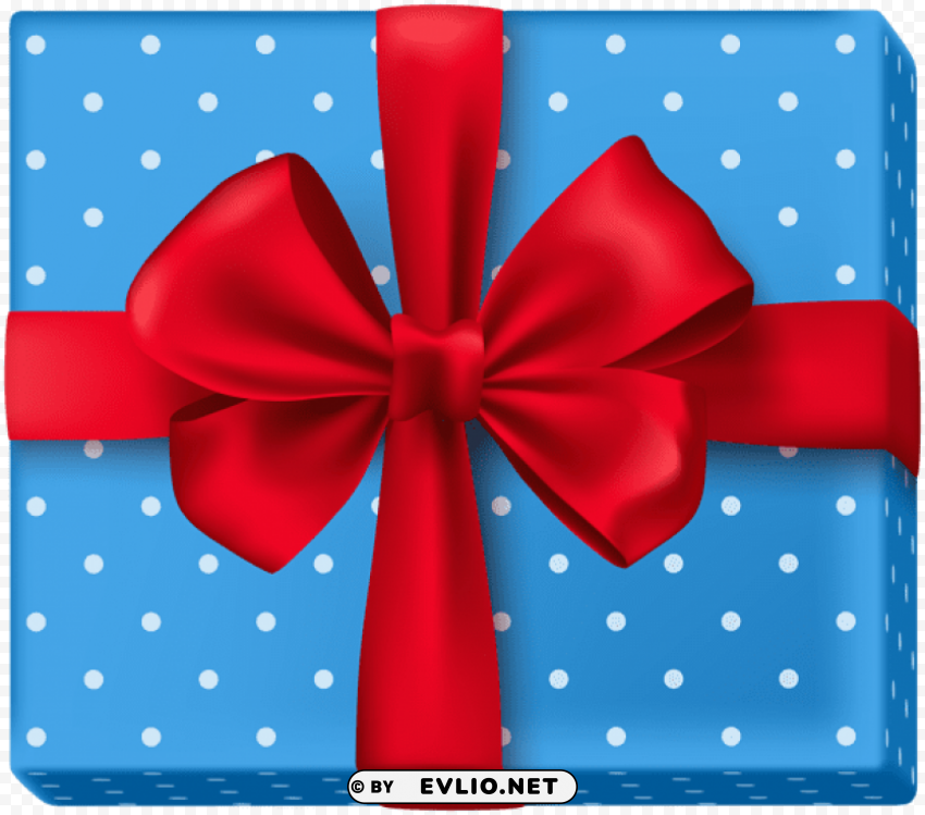 dotted gift box blue Isolated Character in Clear Transparent PNG