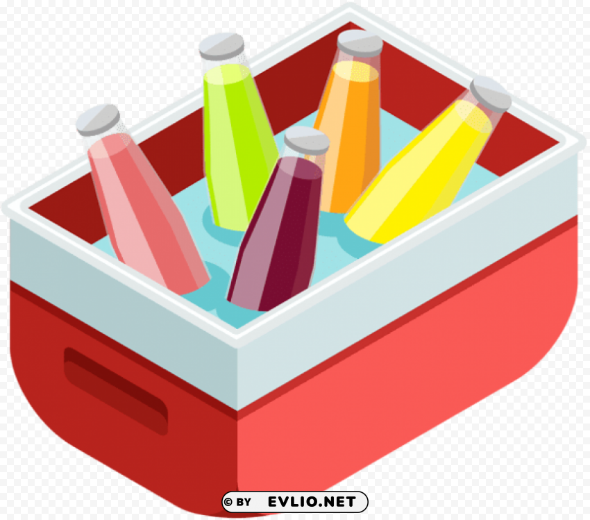 red cooler with drinks PNG images with clear cutout