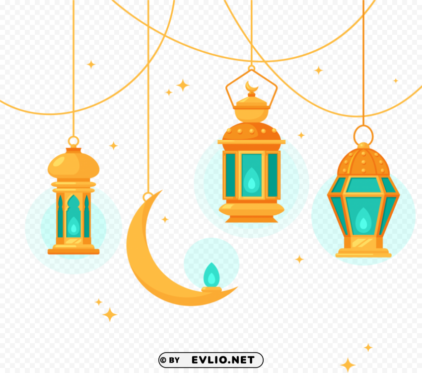Islamic style chandelier Transparent Background Isolated PNG Illustration