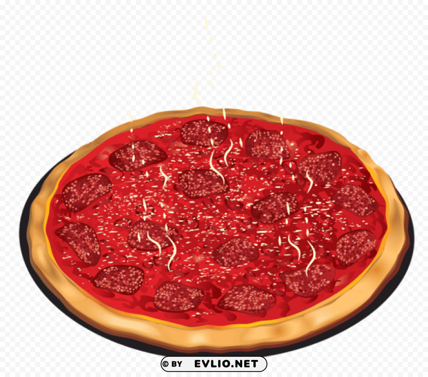 pizza with tomato and salami PNG Graphic Isolated with Transparency