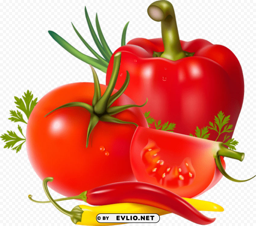 tomatoes peppers Transparent PNG Isolated Graphic with Clarity
