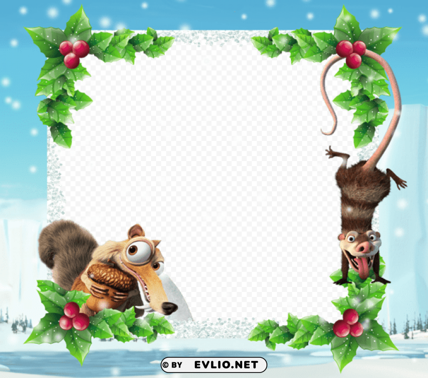 ice age kids christmas frame Transparent Background Isolated PNG Design Element