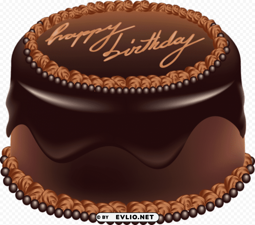 chocolate cake happy birthday art large picture Clean Background Isolated PNG Illustration