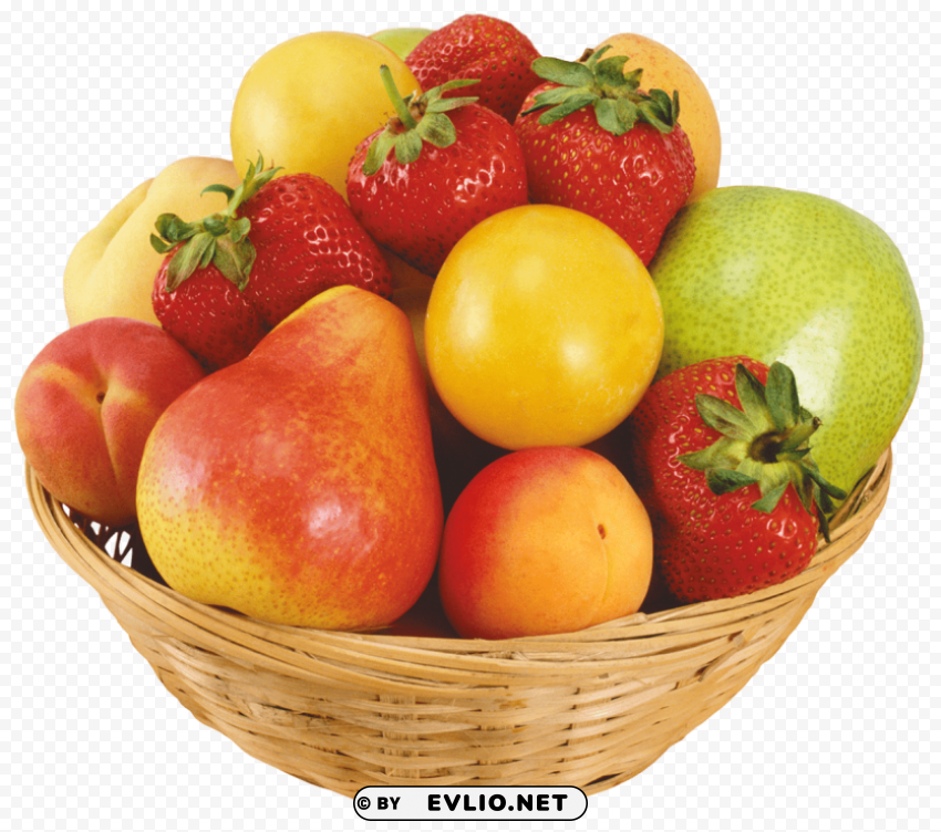 fruits in wicker bowl Isolated Item in HighQuality Transparent PNG