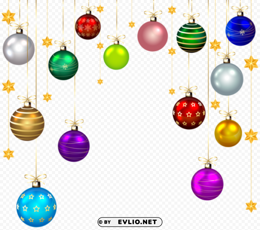 hanging christmas balls decor PNG format