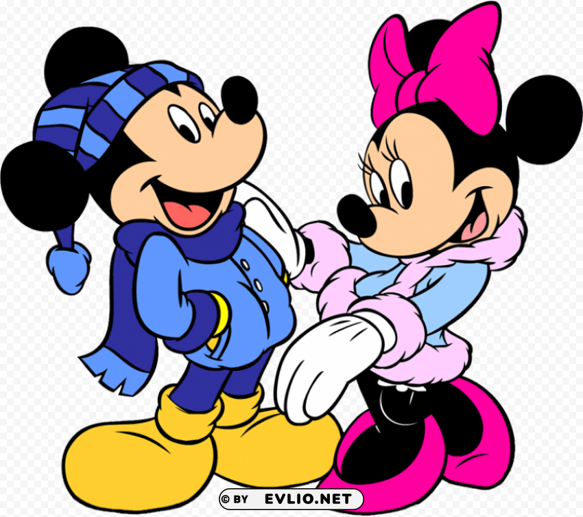 mickey mouse and minnie mouse winter PNG images no background