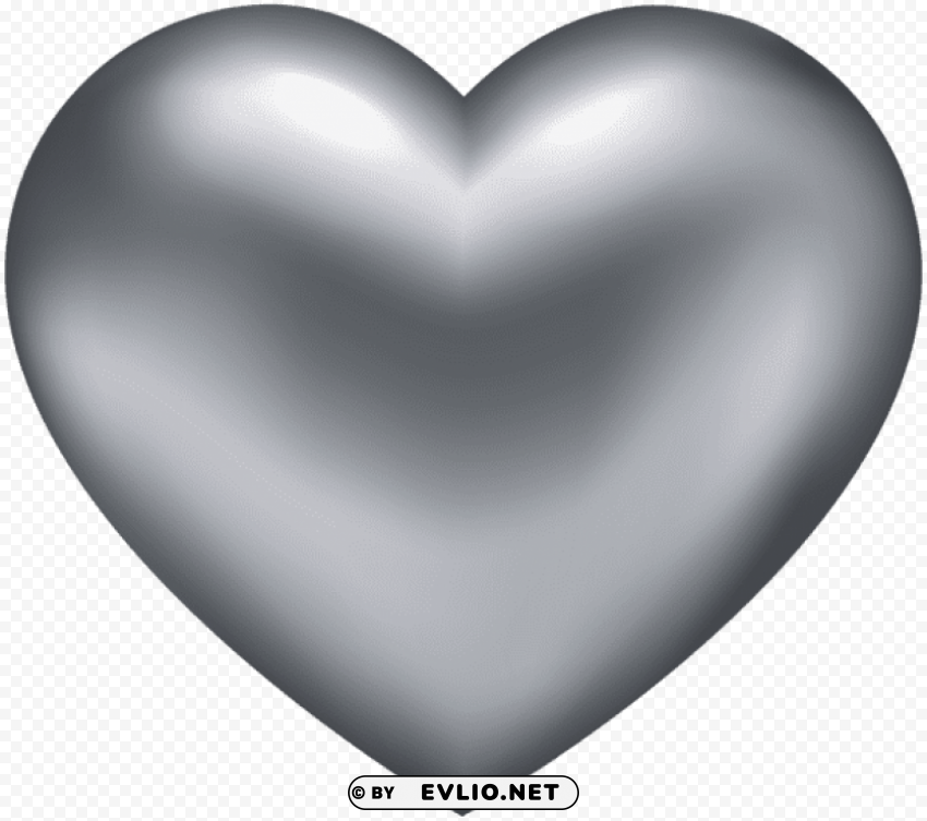 silver heart Isolated Design Element in HighQuality Transparent PNG