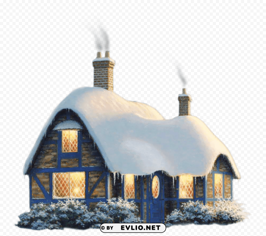  snowy winter house Transparent PNG Object Isolation