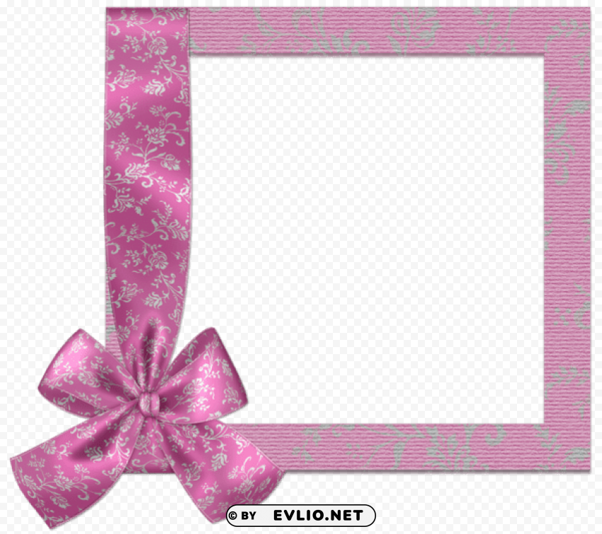 Cute Baby Pink Frame With Bow PNG Download Free