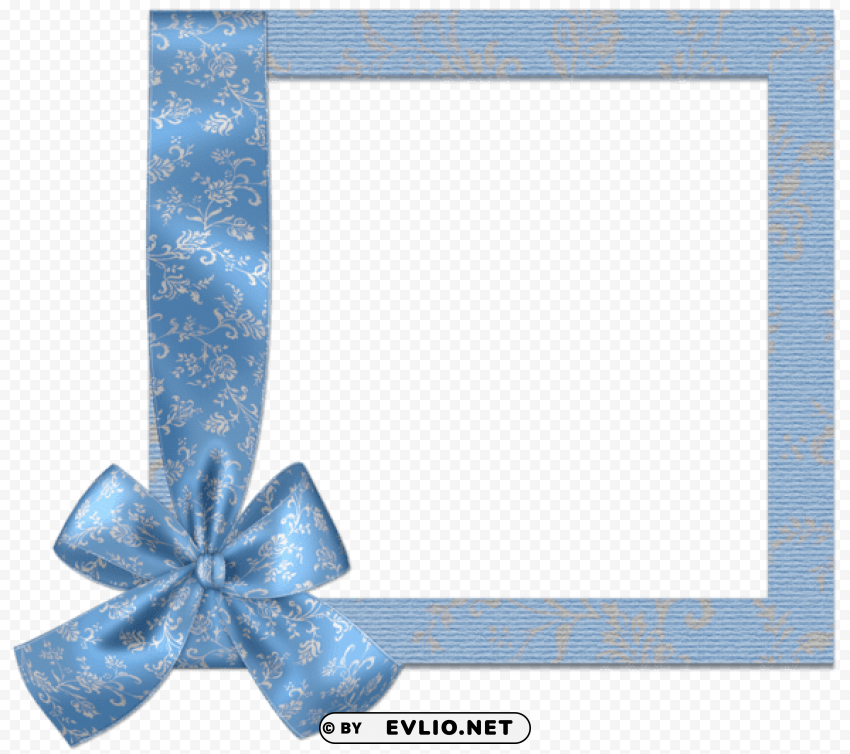 cute blue frame with bow PNG file with alpha