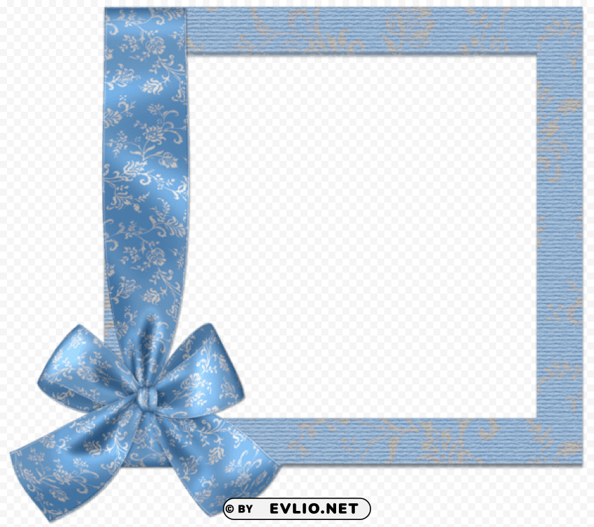 Cute Blue Frame With Bow PNG File With Alpha