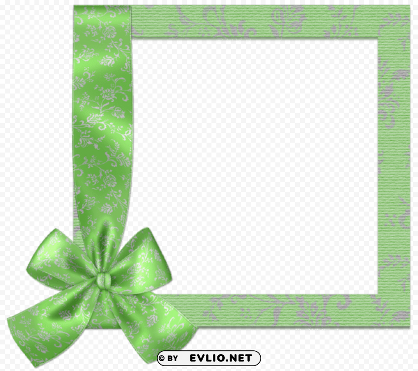 cute green frame with bow PNG design elements