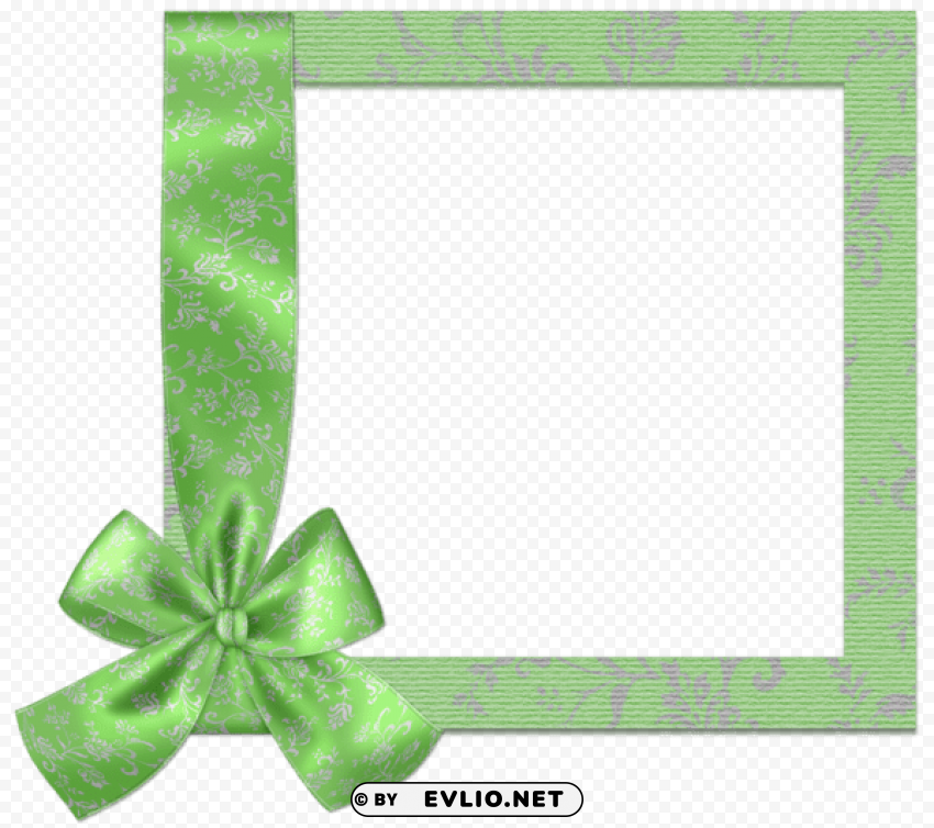 Cute Green Frame With Bow PNG Design Elements