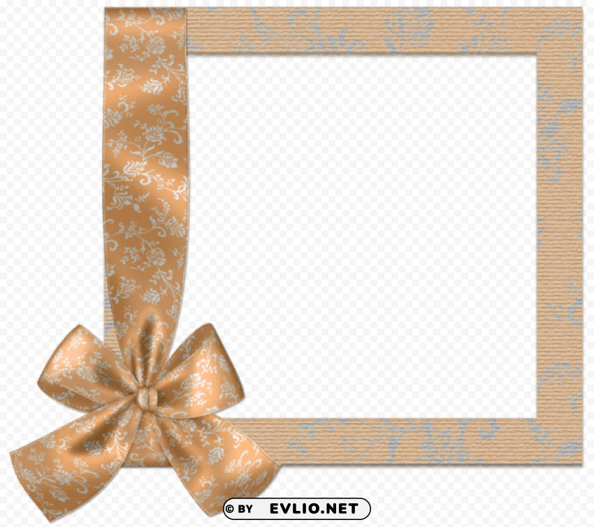 cute orange frame with bow PNG cutout