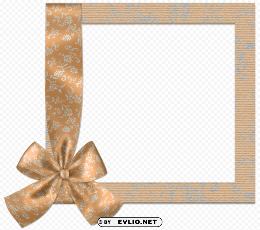 Cute Orange Frame With Bow PNG Cutout