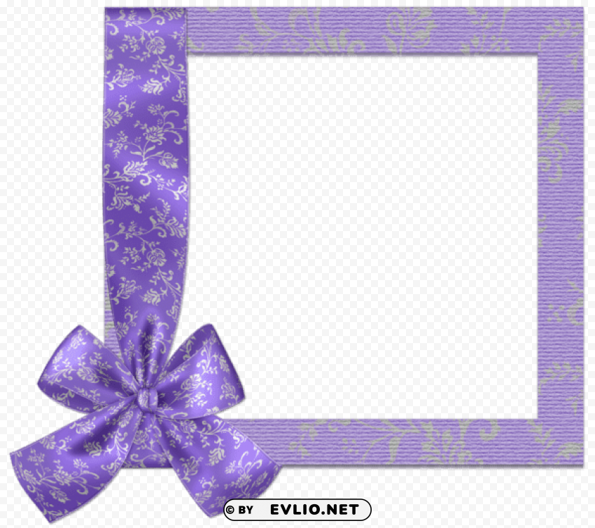 Cute Purple Frame With Bow PNG Design