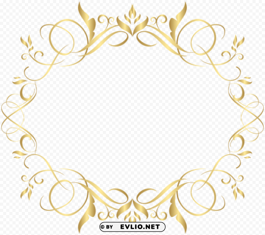 gold deco frame PNG with no background free download