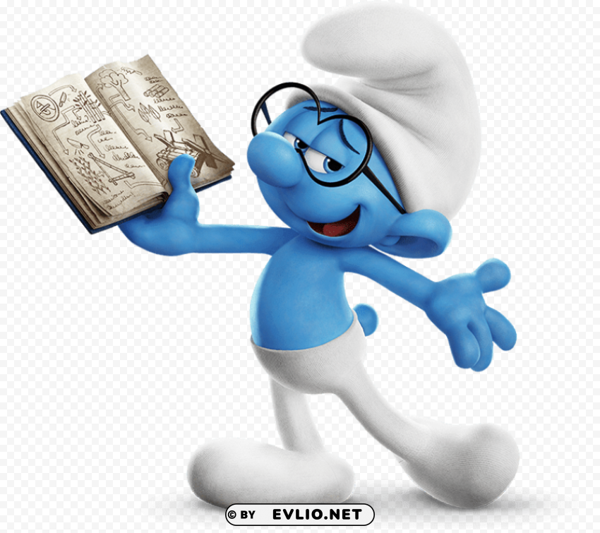 brainy smurf showing off his work PNG high resolution free