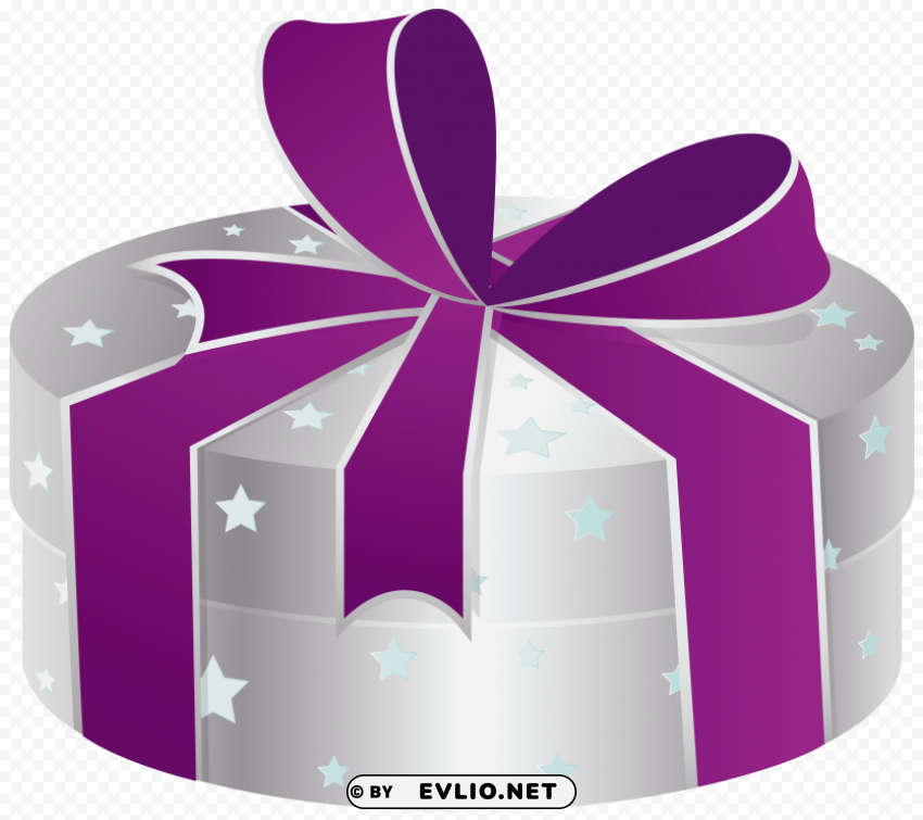 silver gift box with stars PNG images with no background necessary