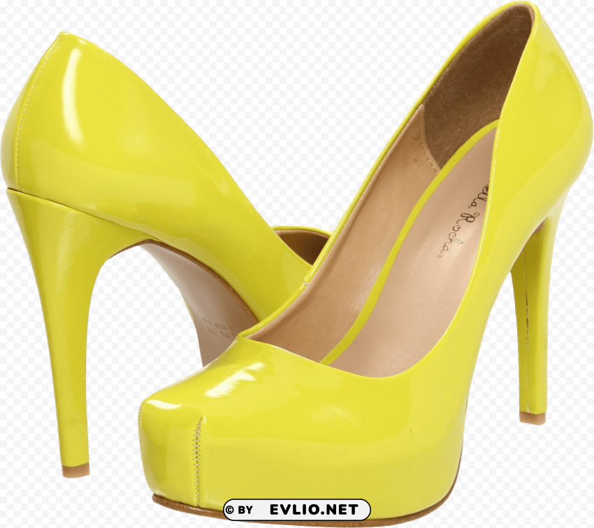 yellow women shoe Isolated Element with Transparent PNG Background