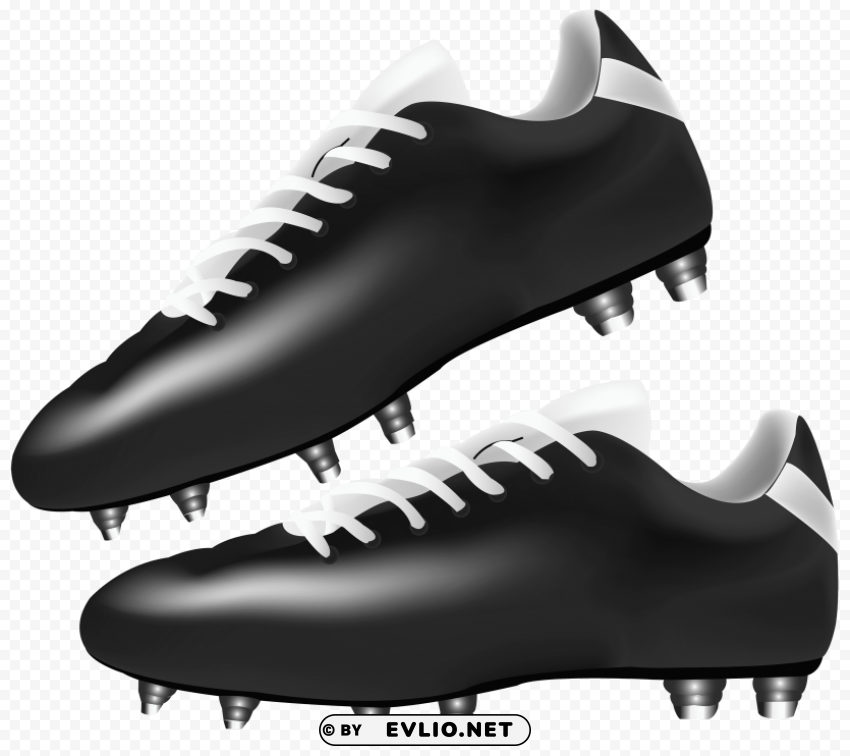 black football boots Clear Background Isolated PNG Graphic