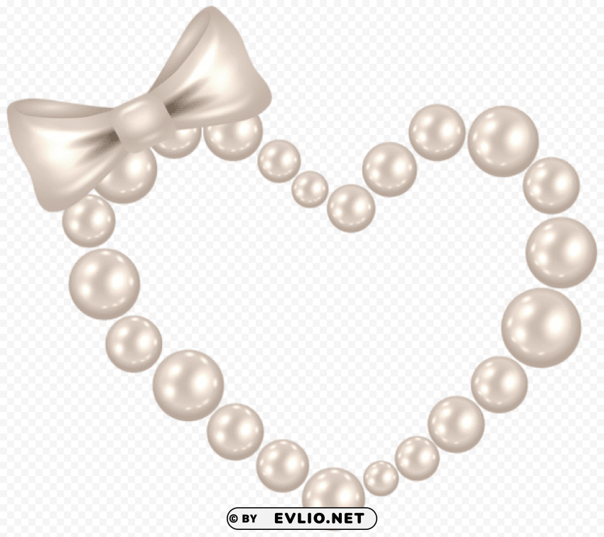 pearl heart with bow transparent Isolated Element on HighQuality PNG