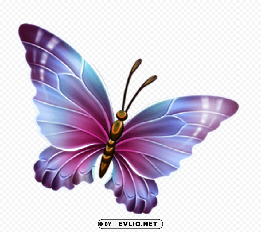 purple and blue transparent butterfly HighQuality PNG Isolated Illustration
