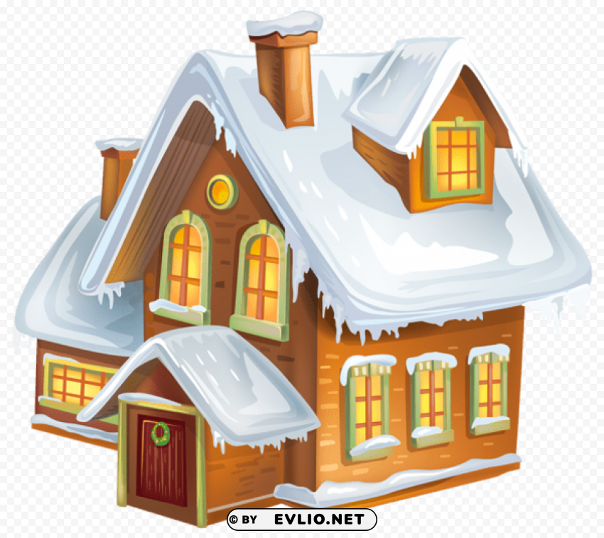 christmas winter house transparent PNG Image with Isolated Element