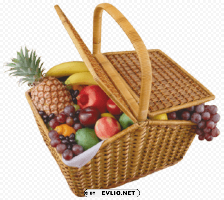 Fruits Basket Isolated Item On Transparent PNG Format