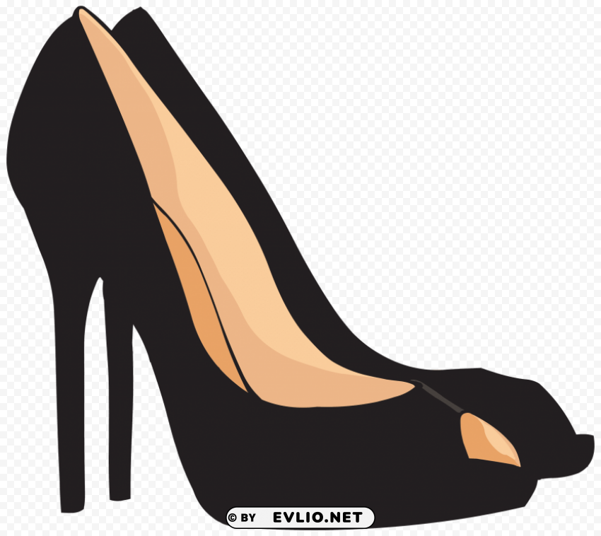 black heels Clear Background Isolated PNG Illustration