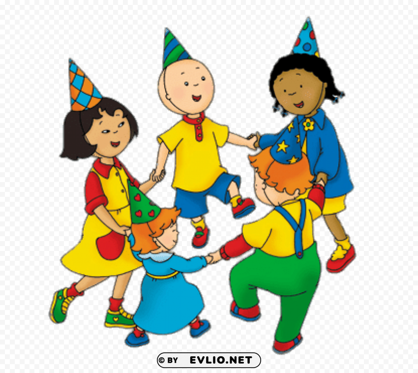 caillou and his friends having a party PNG files with no royalties