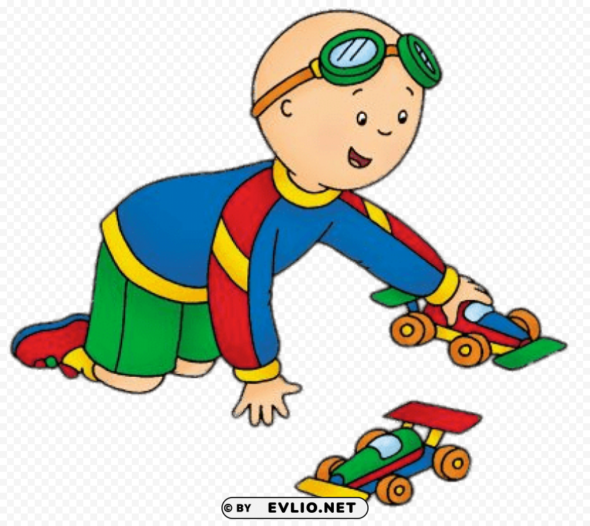 Caillou Playing With Toy Cars Transparent PNG Isolated Item With Detail