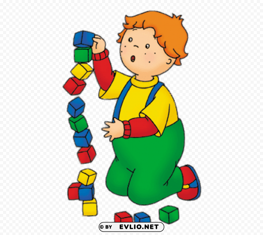 caillou's friend leo playing with building blocks PNG graphics with alpha channel pack