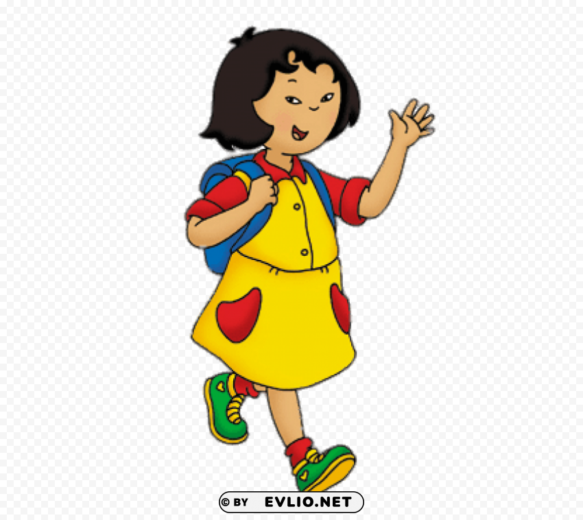 caillou's friends sarah walking to school PNG images with transparent elements