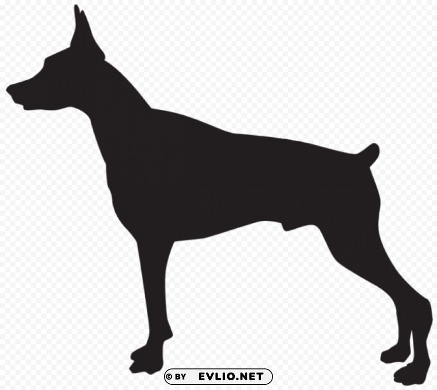 Doberman Dog Silhouette PNG Artwork With Transparency