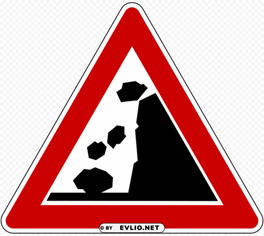 Falling Rocks Warning Road Sign Free PNG Images With Alpha Channel Variety