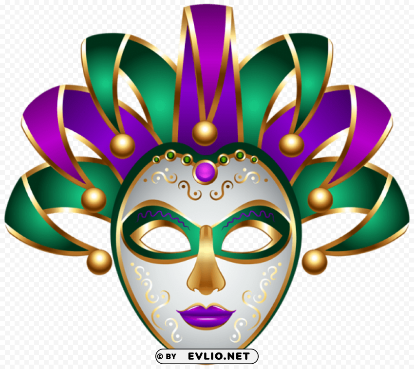 green purple carnival mask transparent PNG with no registration needed