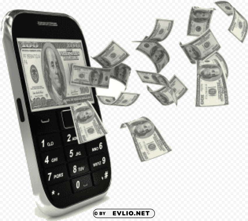 money coming out of phone PNG Image with Isolated Icon