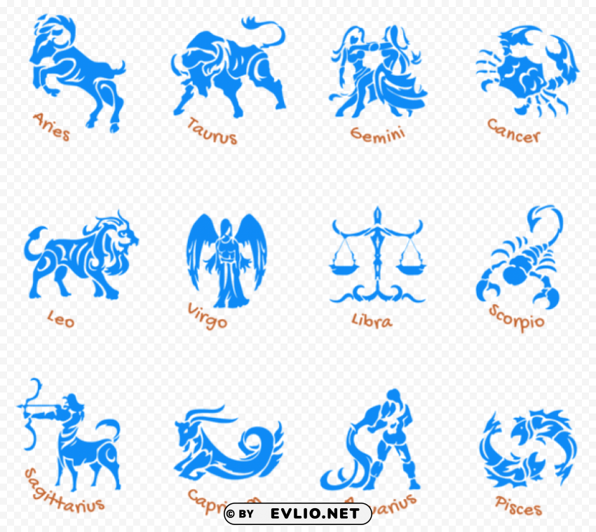  blue zodiac signs set Transparent background PNG photos